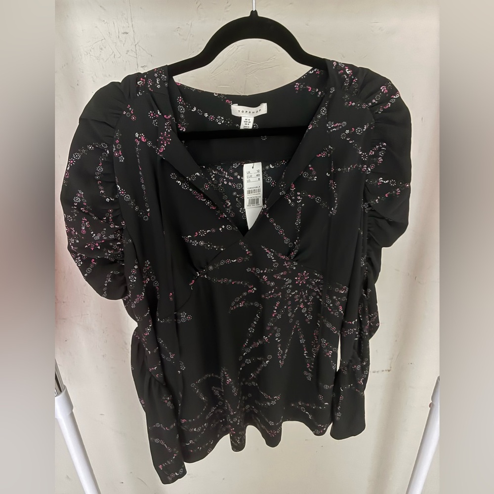 Nordstrom Black Ruched Blouse